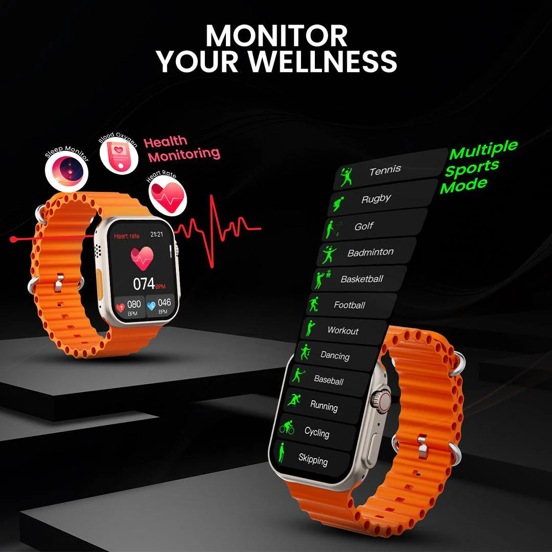 TECMARX Ultra Watch || 2.19-inch Display || 100+ Sports Modes || Customizable Watch Faces || Metal Shield - Image 14