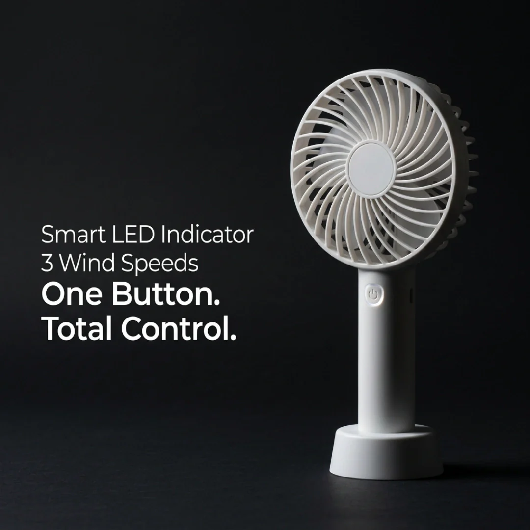 Tecmarx Breeze One Portable Handheld Fan | 3 Hour LED Indicator | Quiet Cooling - Image 8