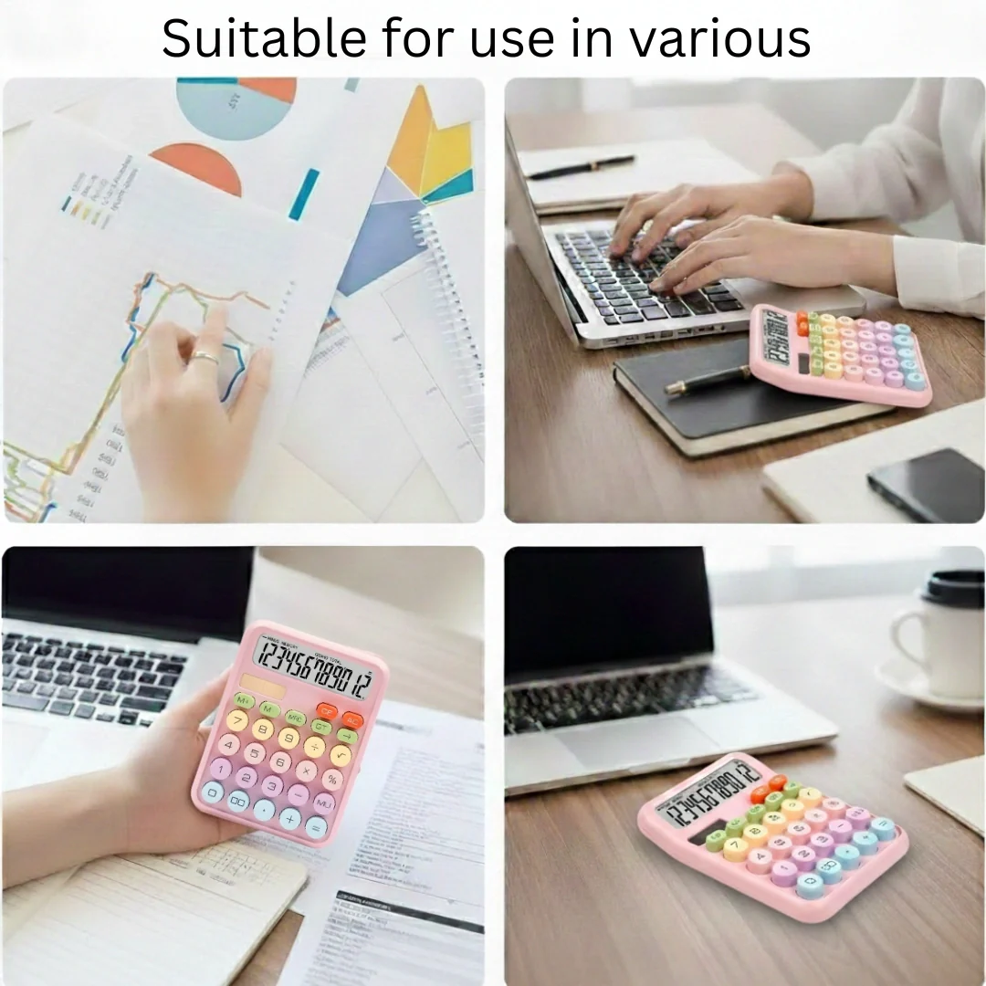 Tecmarx Desktop Calculator | 12-Digit Display| Dual Power Solar & Battery, Vintage Round Key Design - Image 12