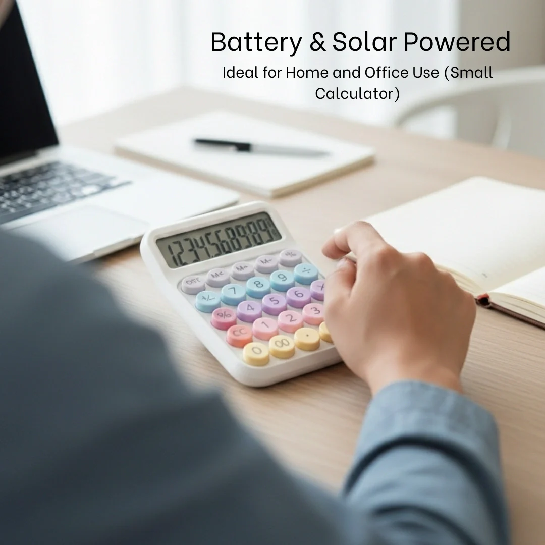 Tecmarx Desktop Calculator | 12-Digit Display| Dual Power Solar & Battery, Vintage Round Key Design - Image 16