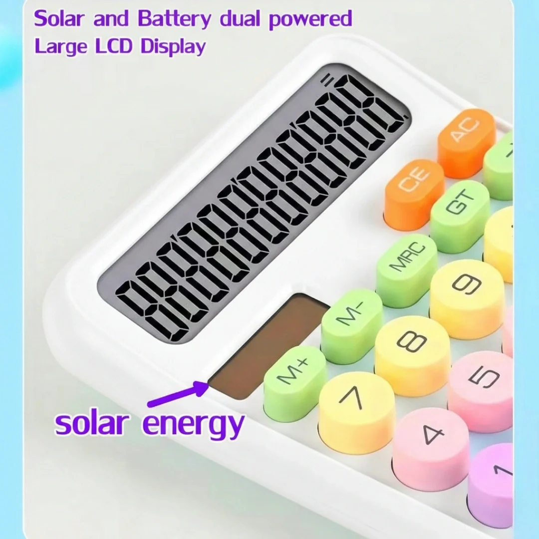 Tecmarx Desktop Calculator | 12-Digit Display| Dual Power Solar & Battery, Vintage Round Key Design - Image 19