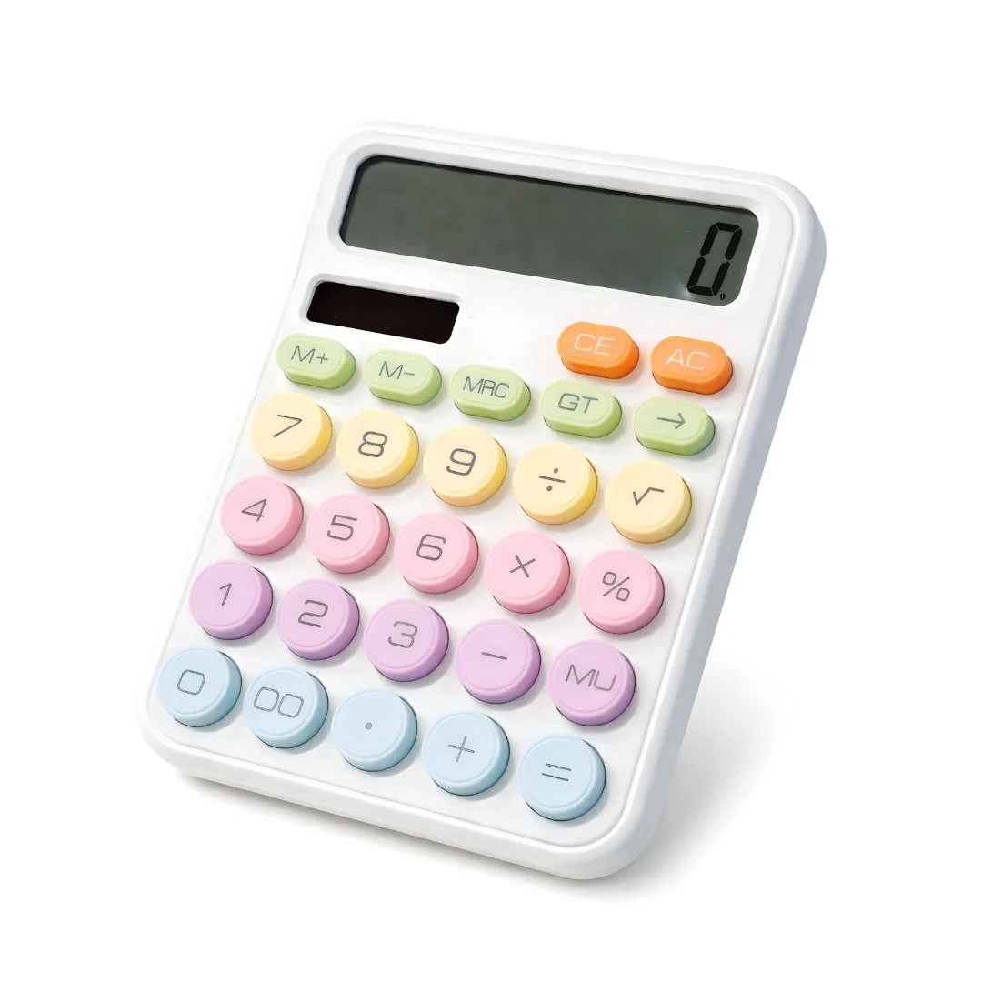 Tecmarx Desktop Calculator | 12-Digit Display| Dual Power Solar & Battery, Vintage Round Key Design - Image 2