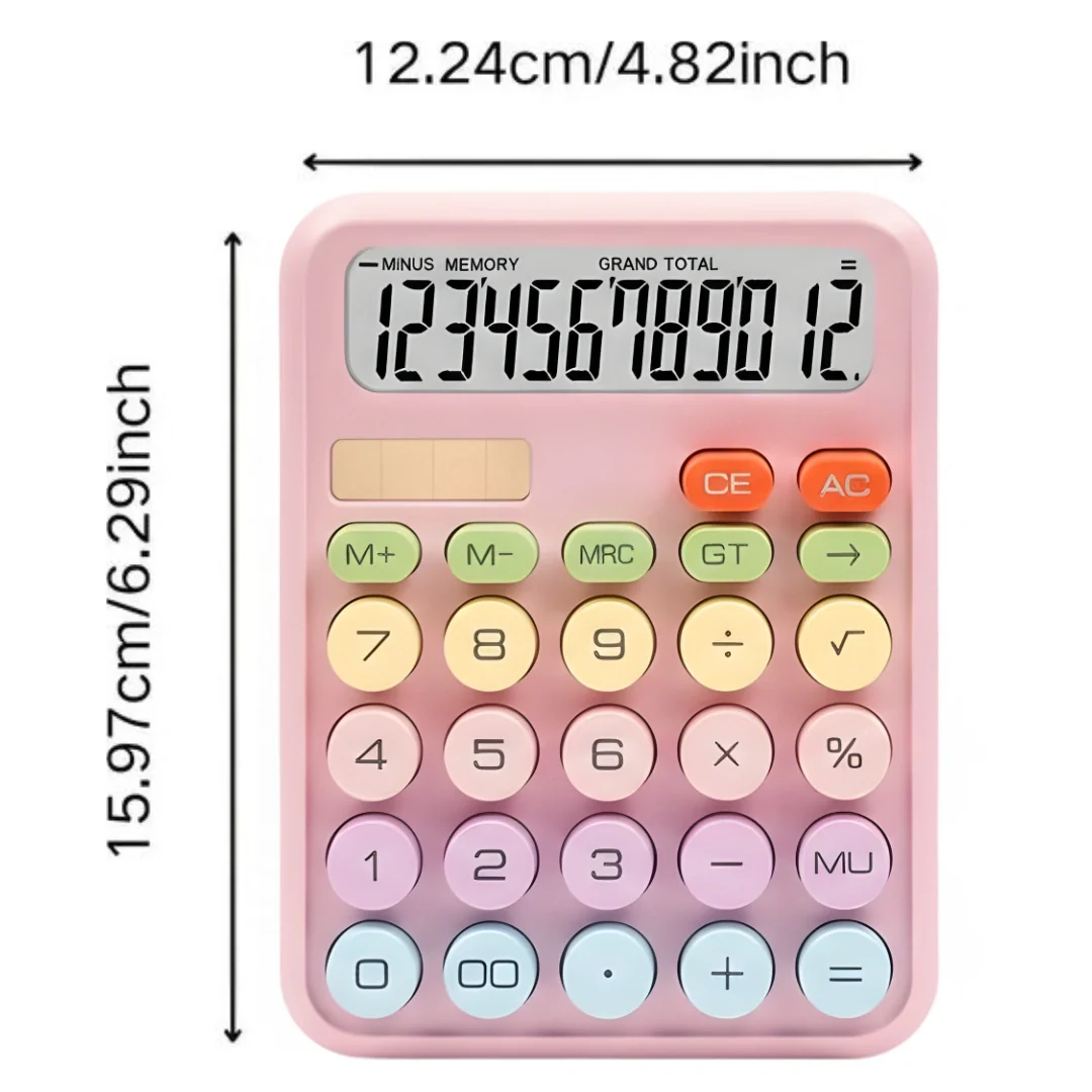Tecmarx Desktop Calculator | 12-Digit Display| Dual Power Solar & Battery, Vintage Round Key Design - Image 5