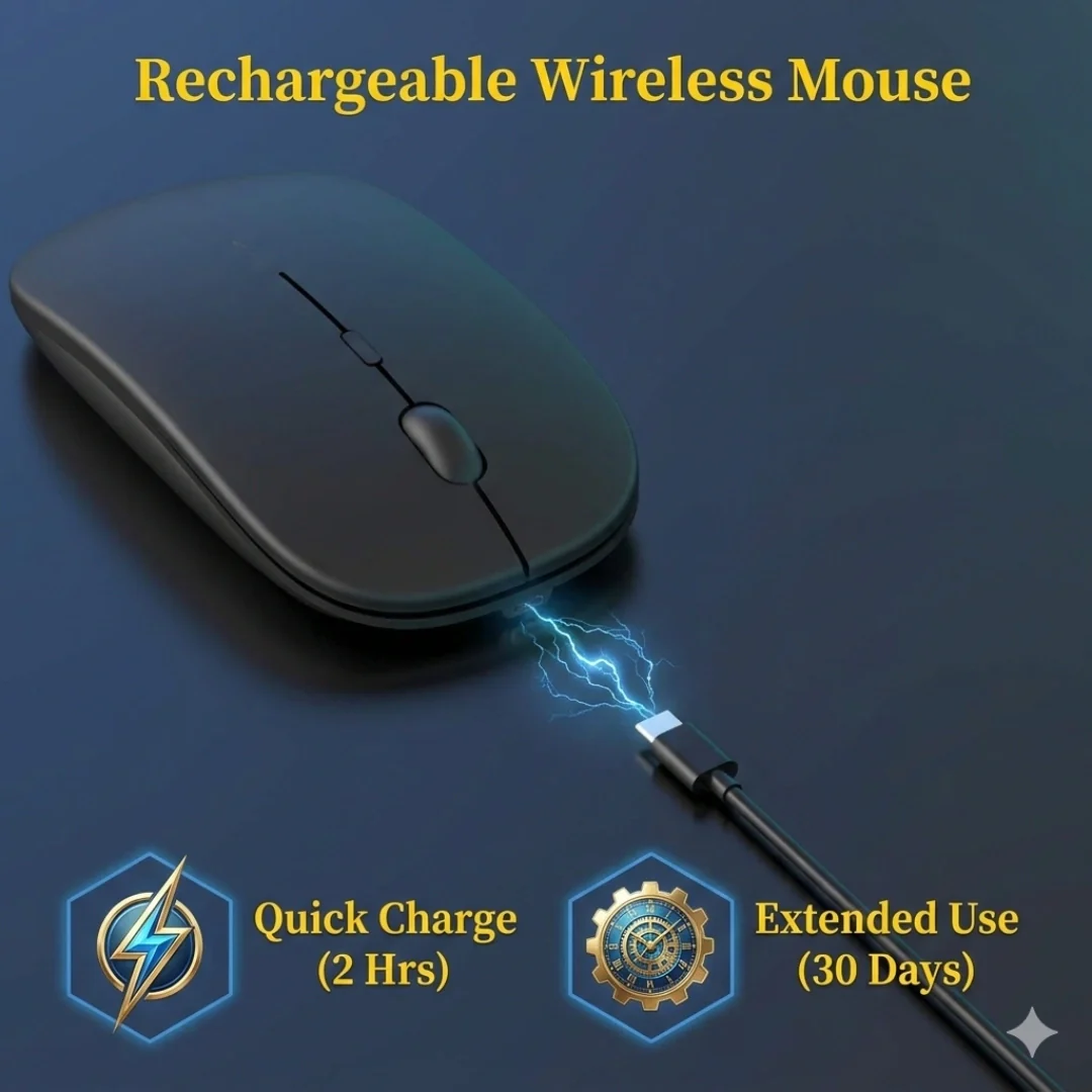 Tecmarx Glider 131 Wireless Mouse |  2-in-1 Dual Connectivity | Rechargeable | Silent Click - Image 4