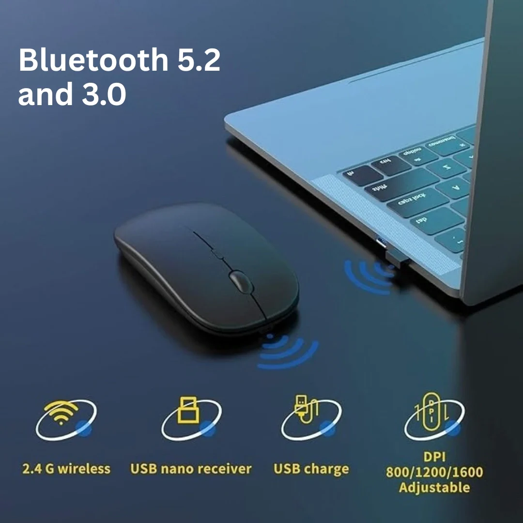 Tecmarx Glider 131 Wireless Mouse |  2-in-1 Dual Connectivity | Rechargeable | Silent Click - Image 7