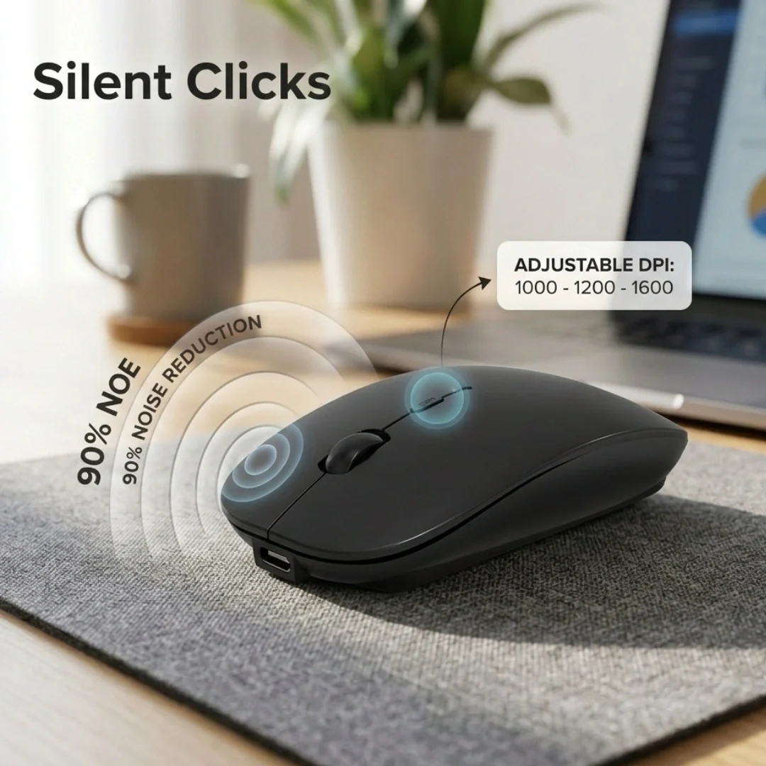 Tecmarx Glider 131 Wireless Mouse |  2-in-1 Dual Connectivity | Rechargeable | Silent Click - Image 9