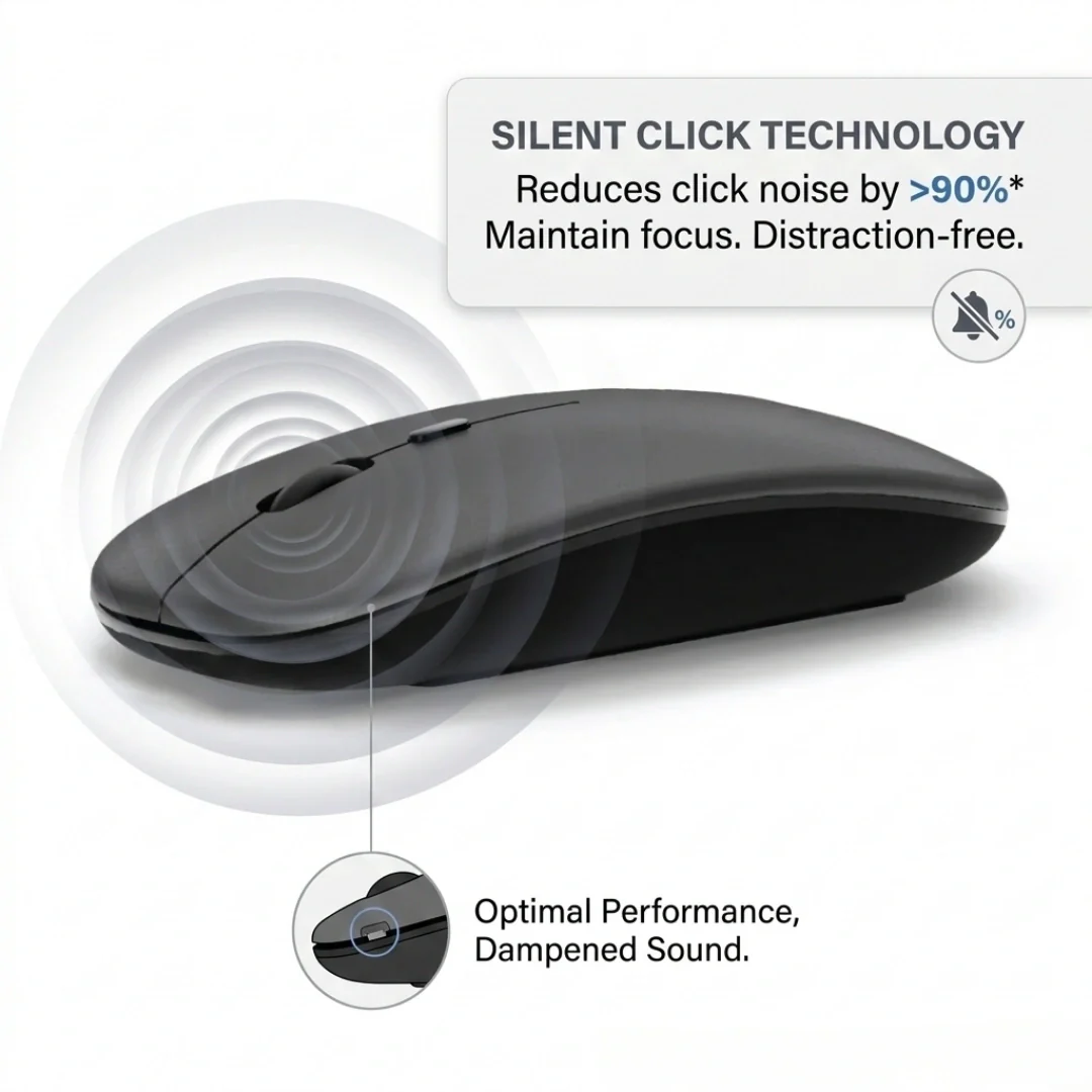Tecmarx Glider 221 Bluetooth Mouse | Silent Click | Slim Ergonomic Design | Adjustable DPI | 10m Range - Image 8