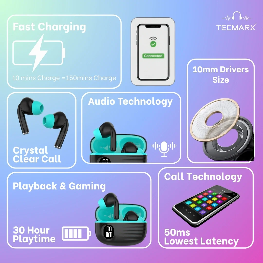 Tecmarx Nova 211 Wireless Earbud With Deep Bass & Comfortable Fit | IPX Water Resistant - Image 11
