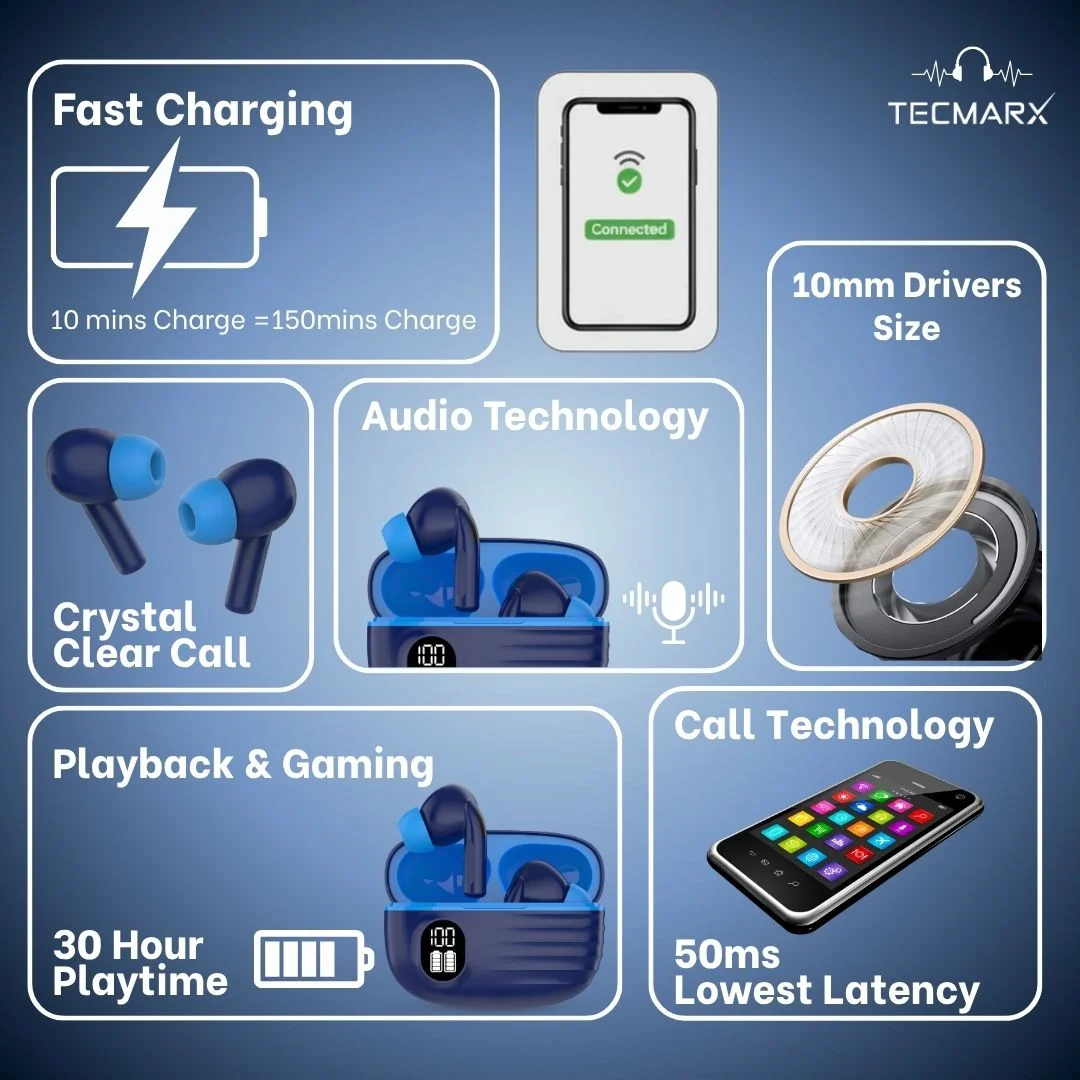 Tecmarx Nova 211 Wireless Earbud With Deep Bass & Comfortable Fit | IPX Water Resistant - Image 21