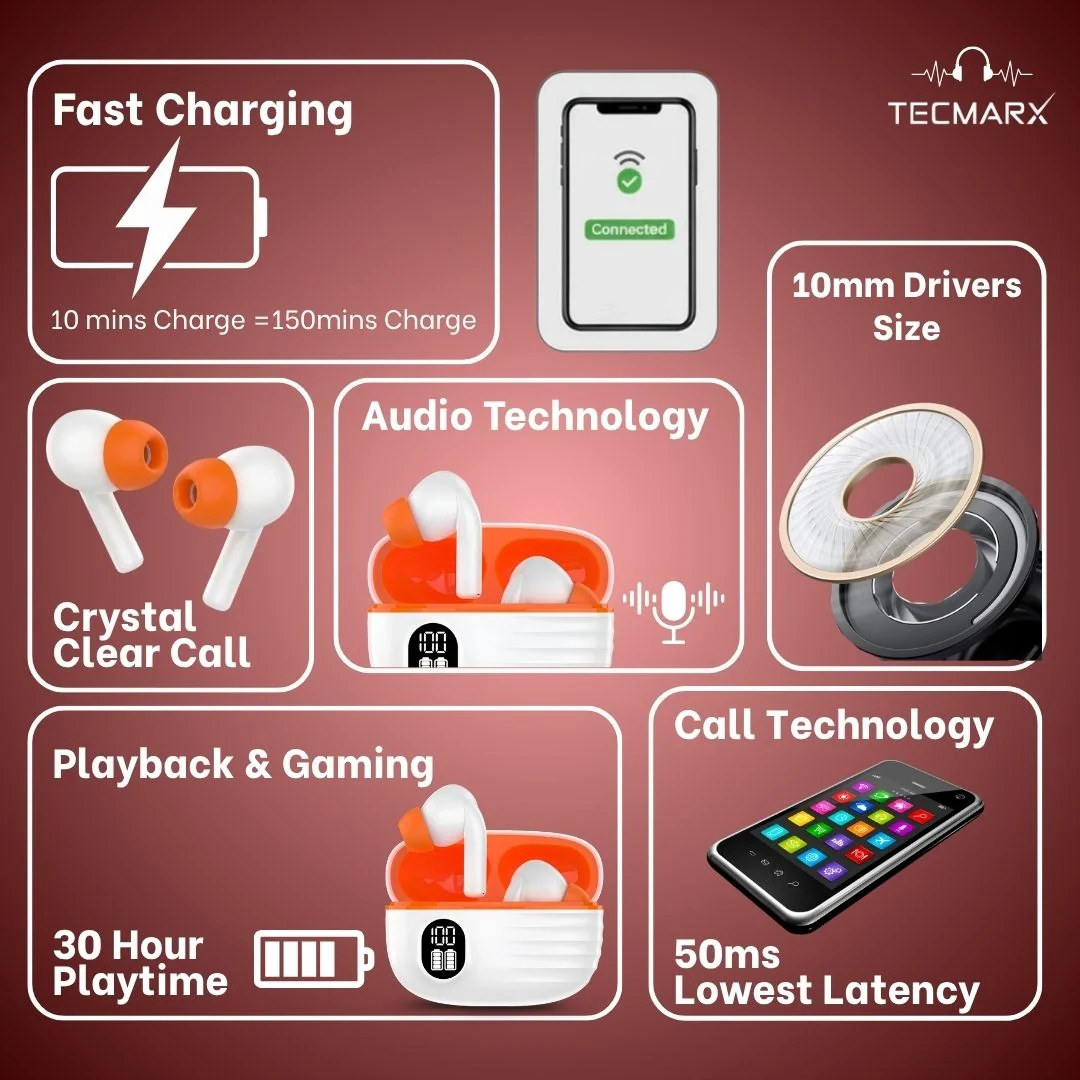 Tecmarx Nova 211 Wireless Earbud With Deep Bass & Comfortable Fit | IPX Water Resistant - Image 28