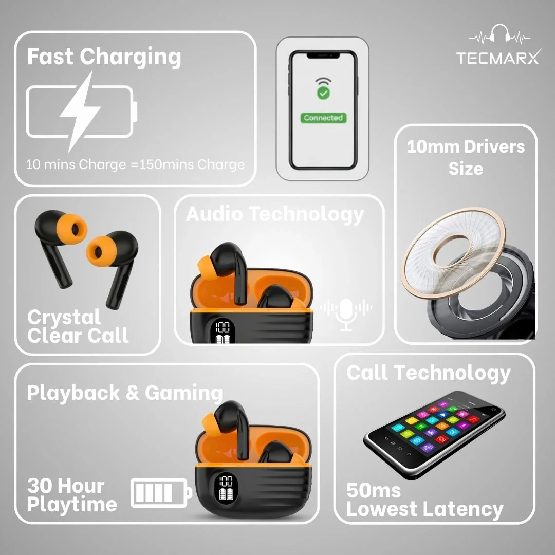 Tecmarx Nova 211 Wireless Earbud With Deep Bass & Comfortable Fit | IPX Water Resistant - Image 35