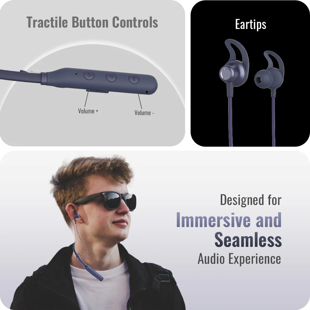 TecMarx PULSE_300 Bluetooth Neckband | 40 Hr Play Time | Powerful Bass | IPX Water Resistant | Vibration Motor - Image 8