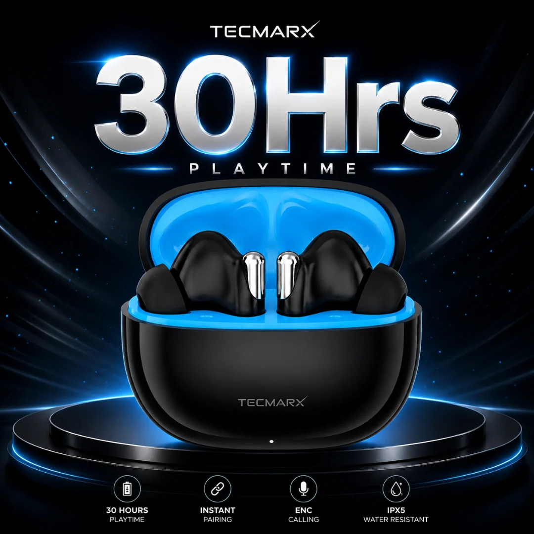 TecMarx Roar Bluetooth Earbuds | 30 Hr Playtime - Image 3