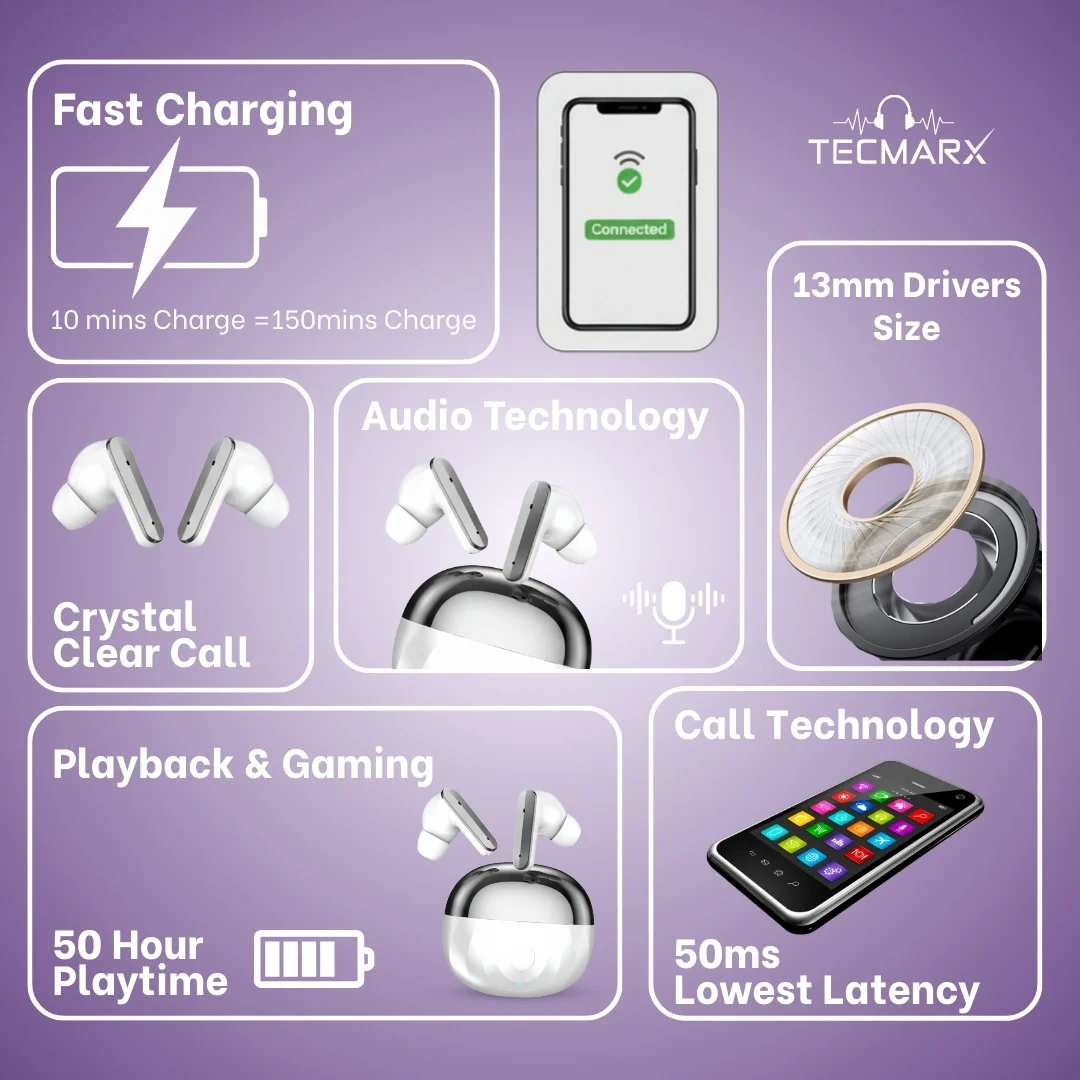 TecMarx Roar371 Bluetooth Earbuds | 50 Hr Playtime - Image 23