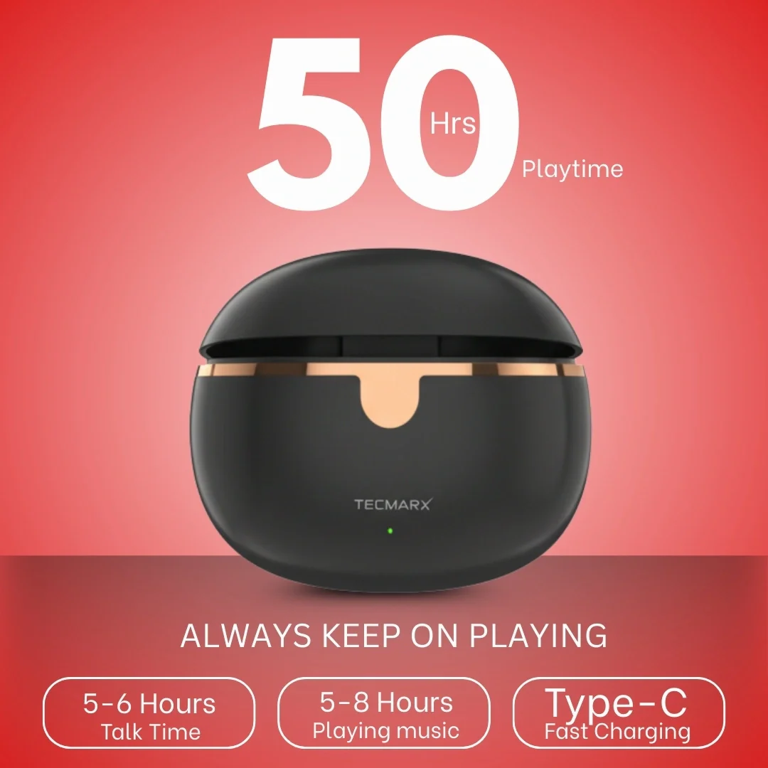 TecMarx Roar551 Bluetooth Earbuds | 50 Hr Playtime - Image 7