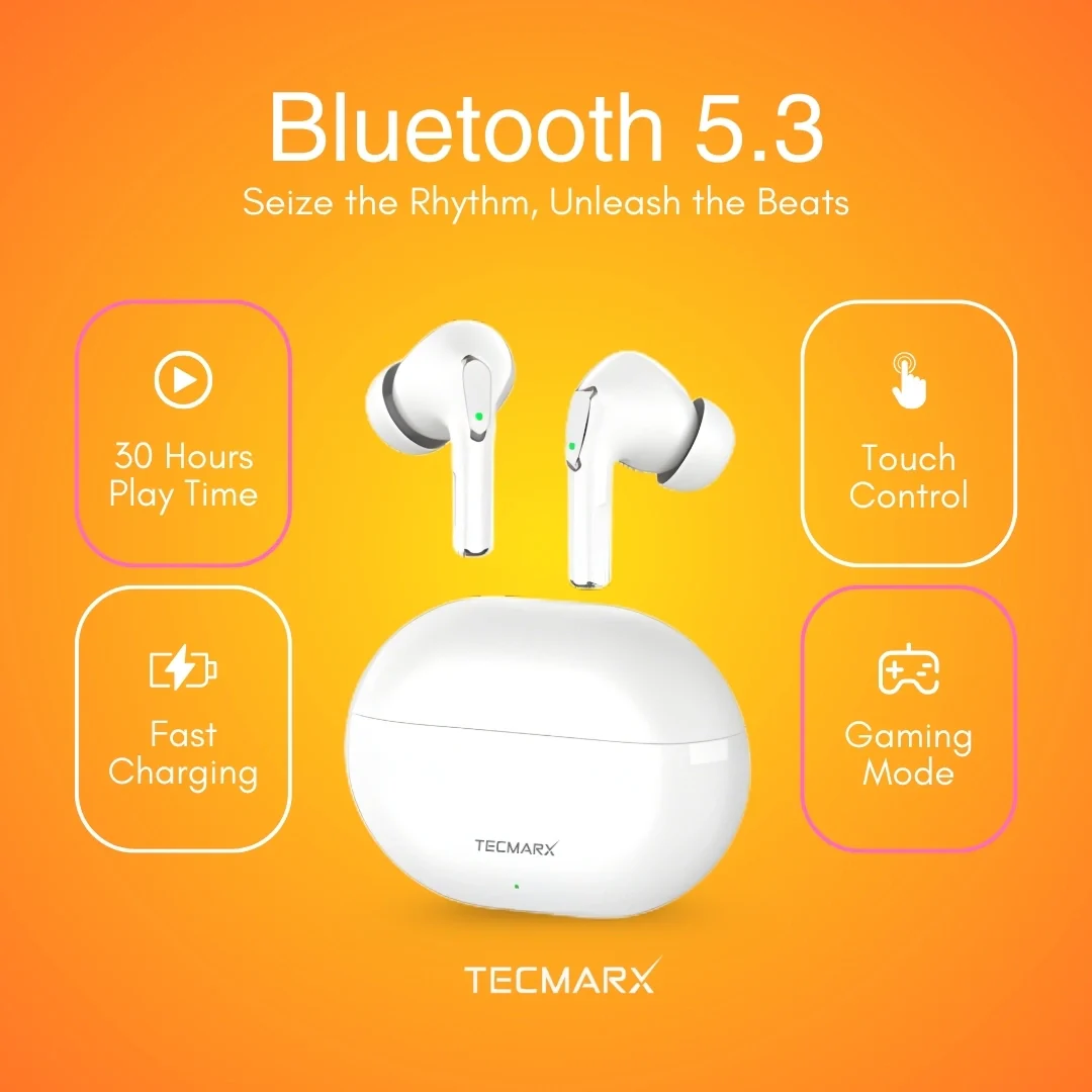 Tecmarx Royal 351 Bluetooth Earbuds | 30 Hr Playtime  | Balance Sound - Image 20