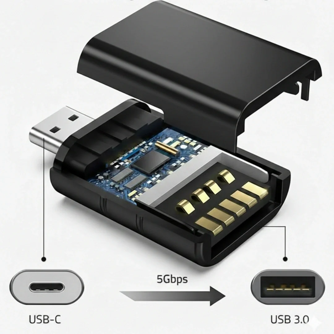 Tecmarx USB Type-A to Type-C OTG Adapter Connector | 5Gbps Fast Transfer | Fast Charging - Image 11