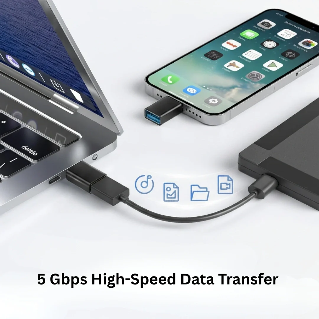 Tecmarx USB Type-A to Type-C OTG Adapter Connector | 5Gbps Fast Transfer | Fast Charging - Image 16