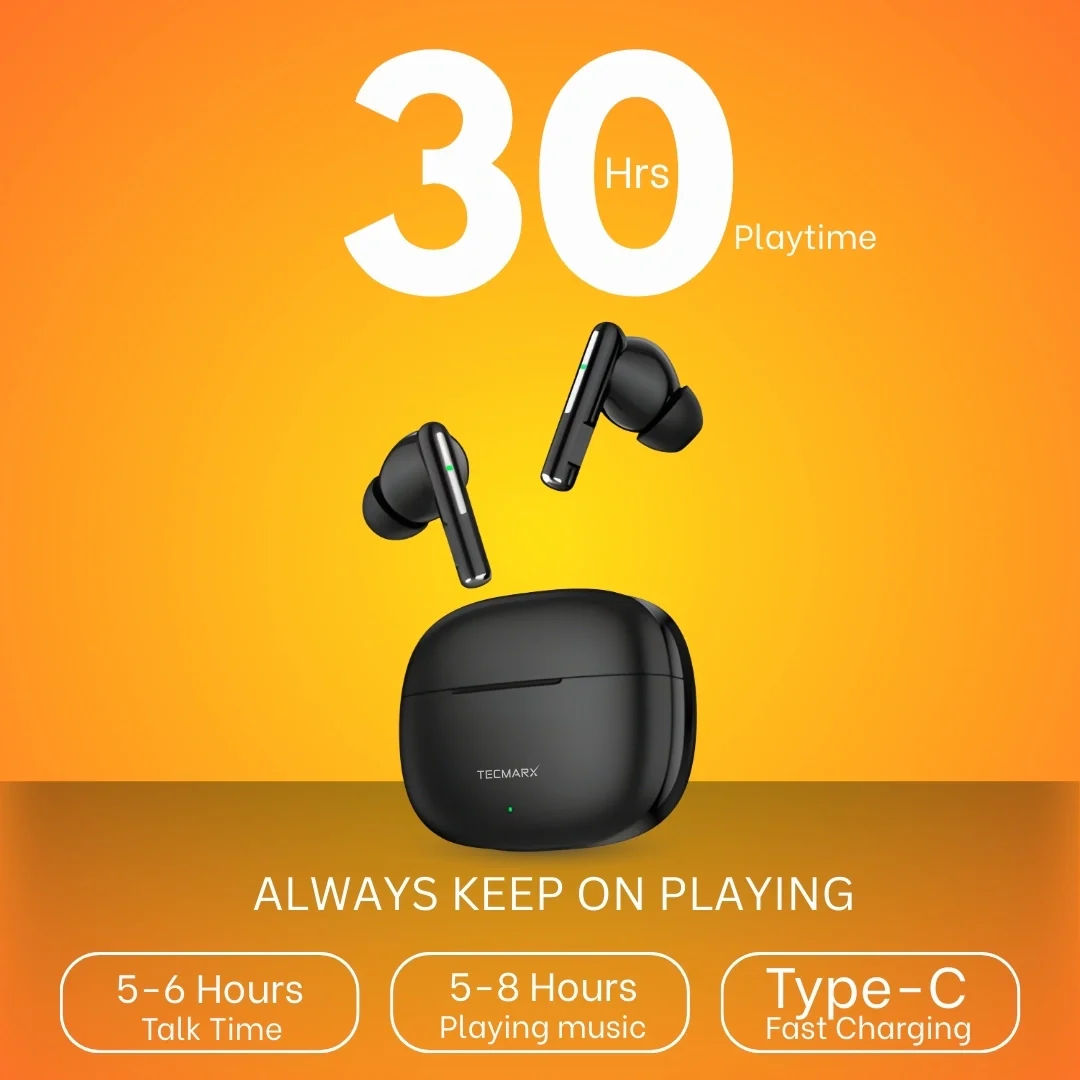 Tecmarx Vibe Bluetooth Earbuds | 30 Hr Playtime | Balance Sound - Image 7