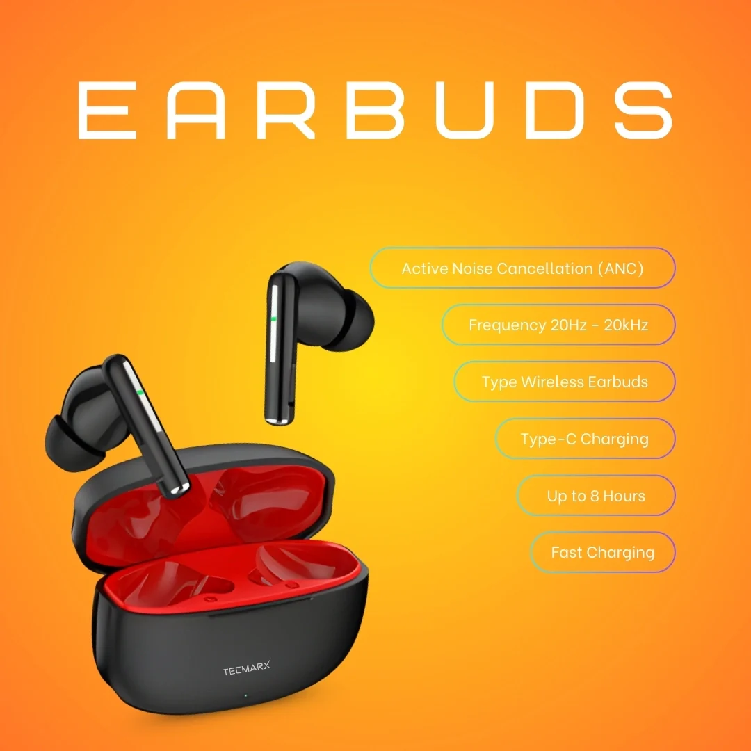 Tecmarx Vibe Bluetooth Earbuds | 30 Hr Playtime | Balance Sound - Image 8